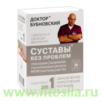 Доктор Бубновский №1 (хондроитин/глюкозамин/гиалуроновая кислота/марганец/МСМ и D3) 975мг №30 ( Суставы без проблем)  (БАД)